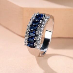 Elegant Silver and Blue Gemstone Ring
